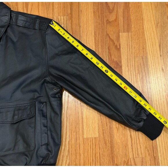 SCANDIA WOODS Leather Jacket Mens Size Large Black Bomber Motorcyle Fully Lined - Picture 5 of 12
